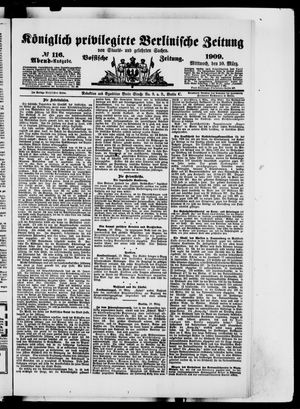 Königlich privilegirte Berlinische Zeitung von Staats- und gelehrten Sachen vom 10.03.1909