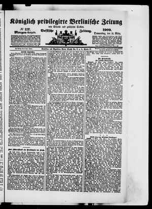 Königlich privilegirte Berlinische Zeitung von Staats- und gelehrten Sachen vom 11.03.1909