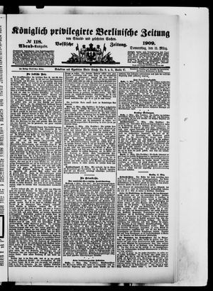 Königlich privilegirte Berlinische Zeitung von Staats- und gelehrten Sachen vom 11.03.1909