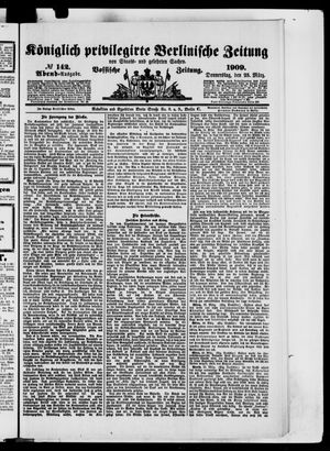 Königlich privilegirte Berlinische Zeitung von Staats- und gelehrten Sachen vom 25.03.1909