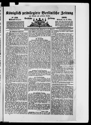 Königlich privilegirte Berlinische Zeitung von Staats- und gelehrten Sachen vom 31.03.1909