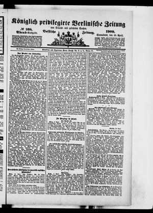 Königlich privilegirte Berlinische Zeitung von Staats- und gelehrten Sachen vom 09.04.1909