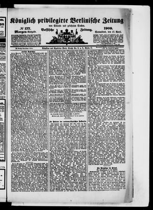 Königlich privilegirte Berlinische Zeitung von Staats- und gelehrten Sachen on Apr 17, 1909