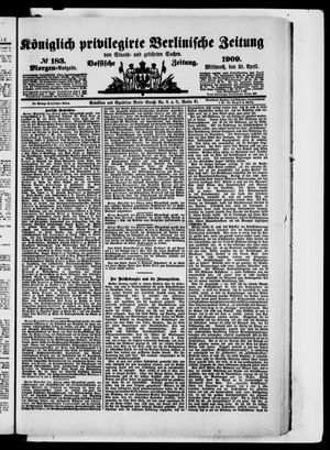Königlich privilegirte Berlinische Zeitung von Staats- und gelehrten Sachen vom 21.04.1909