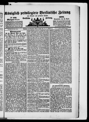 Königlich privilegirte Berlinische Zeitung von Staats- und gelehrten Sachen vom 24.04.1909