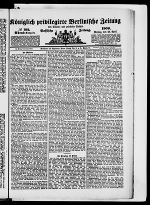 Königlich privilegirte Berlinische Zeitung von Staats- und gelehrten Sachen vom 26.04.1909