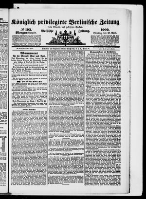 Königlich privilegirte Berlinische Zeitung von Staats- und gelehrten Sachen vom 27.04.1909