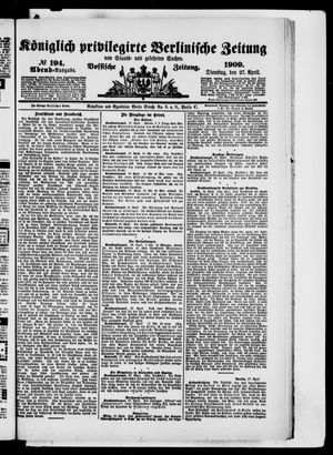 Königlich privilegirte Berlinische Zeitung von Staats- und gelehrten Sachen vom 27.04.1909