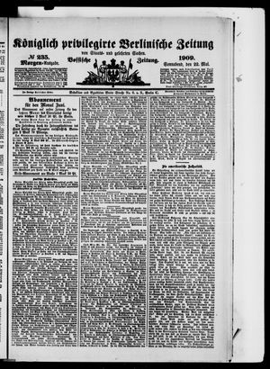 Königlich privilegirte Berlinische Zeitung von Staats- und gelehrten Sachen on May 22, 1909