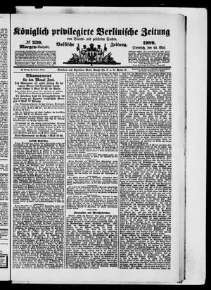 Königlich privilegirte Berlinische Zeitung von Staats- und gelehrten Sachen on May 25, 1909
