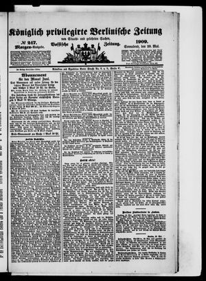 Königlich privilegirte Berlinische Zeitung von Staats- und gelehrten Sachen vom 29.05.1909