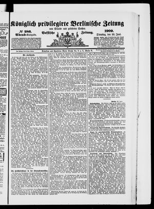 Königlich privilegirte Berlinische Zeitung von Staats- und gelehrten Sachen vom 22.06.1909