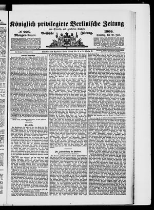Königlich privilegirte Berlinische Zeitung von Staats- und gelehrten Sachen vom 27.06.1909