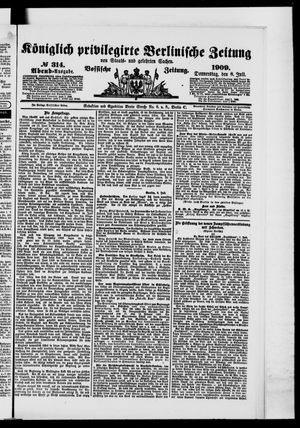 Königlich privilegirte Berlinische Zeitung von Staats- und gelehrten Sachen vom 08.07.1909