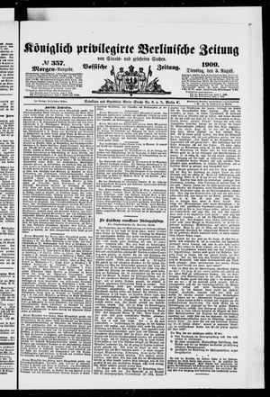 Königlich privilegirte Berlinische Zeitung von Staats- und gelehrten Sachen vom 03.08.1909