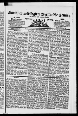 Königlich privilegirte Berlinische Zeitung von Staats- und gelehrten Sachen vom 04.08.1909