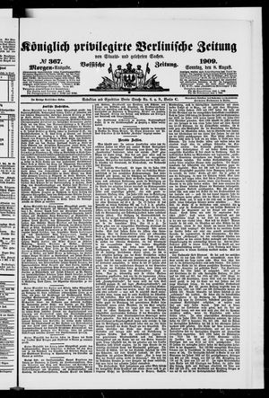 Königlich privilegirte Berlinische Zeitung von Staats- und gelehrten Sachen on Aug 8, 1909