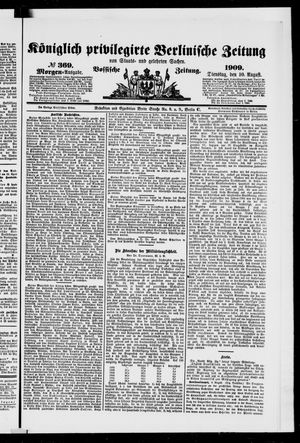 Königlich privilegirte Berlinische Zeitung von Staats- und gelehrten Sachen vom 10.08.1909