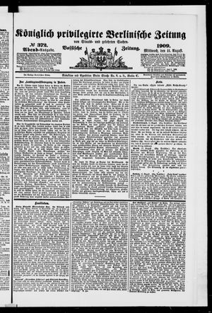 Königlich privilegirte Berlinische Zeitung von Staats- und gelehrten Sachen vom 11.08.1909