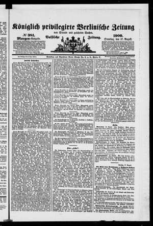 Königlich privilegirte Berlinische Zeitung von Staats- und gelehrten Sachen vom 17.08.1909