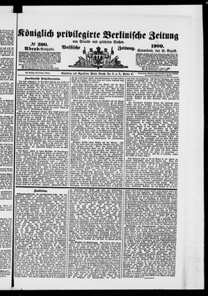 Königlich privilegirte Berlinische Zeitung von Staats- und gelehrten Sachen vom 21.08.1909