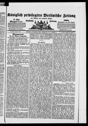 Königlich privilegirte Berlinische Zeitung von Staats- und gelehrten Sachen on Aug 28, 1909