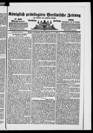 Königlich privilegirte Berlinische Zeitung von Staats- und gelehrten Sachen vom 28.08.1909
