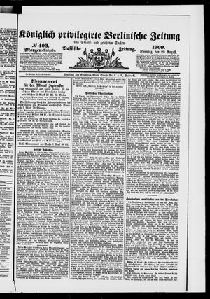 Königlich privilegirte Berlinische Zeitung von Staats- und gelehrten Sachen vom 29.08.1909