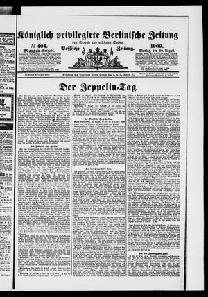 Königlich privilegirte Berlinische Zeitung von Staats- und gelehrten Sachen on Aug 30, 1909