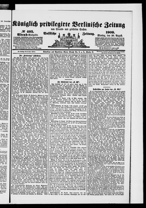 Königlich privilegirte Berlinische Zeitung von Staats- und gelehrten Sachen vom 30.08.1909