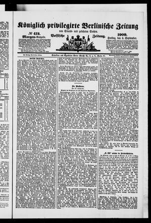 Königlich privilegirte Berlinische Zeitung von Staats- und gelehrten Sachen vom 03.09.1909