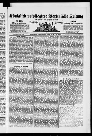 Königlich privilegirte Berlinische Zeitung von Staats- und gelehrten Sachen vom 07.09.1909