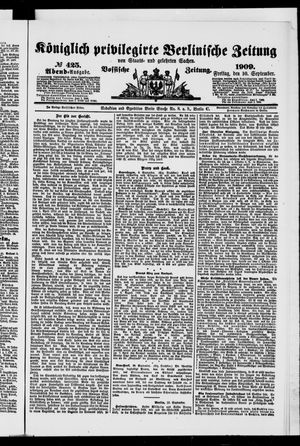 Königlich privilegirte Berlinische Zeitung von Staats- und gelehrten Sachen vom 10.09.1909