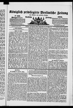 Königlich privilegirte Berlinische Zeitung von Staats- und gelehrten Sachen vom 11.09.1909