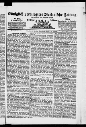 Königlich privilegirte Berlinische Zeitung von Staats- und gelehrten Sachen vom 11.09.1909