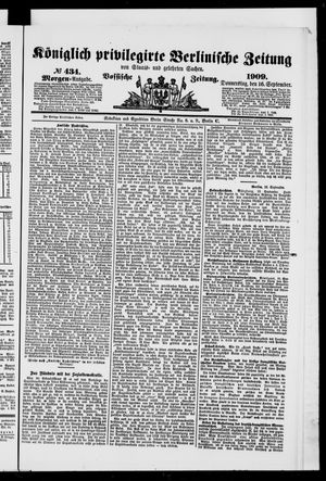 Königlich privilegirte Berlinische Zeitung von Staats- und gelehrten Sachen vom 16.09.1909