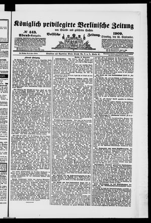 Königlich privilegirte Berlinische Zeitung von Staats- und gelehrten Sachen vom 21.09.1909