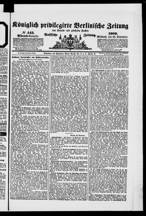 Königlich privilegirte Berlinische Zeitung von Staats- und gelehrten Sachen vom 22.09.1909