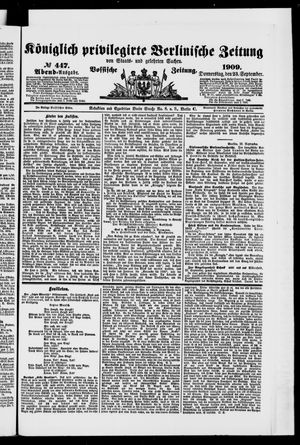Königlich privilegirte Berlinische Zeitung von Staats- und gelehrten Sachen vom 23.09.1909
