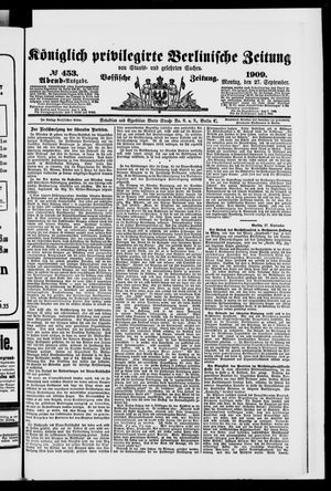 Königlich privilegirte Berlinische Zeitung von Staats- und gelehrten Sachen vom 27.09.1909