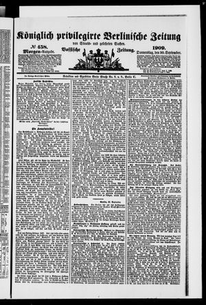 Königlich privilegirte Berlinische Zeitung von Staats- und gelehrten Sachen vom 30.09.1909
