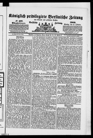 Königlich privilegirte Berlinische Zeitung von Staats- und gelehrten Sachen vom 11.10.1909