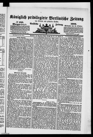 Königlich privilegirte Berlinische Zeitung von Staats- und gelehrten Sachen vom 13.10.1909