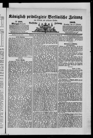Königlich privilegirte Berlinische Zeitung von Staats- und gelehrten Sachen vom 17.10.1909