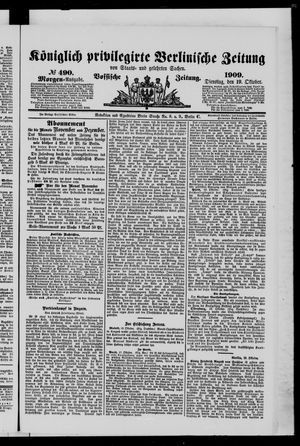 Königlich privilegirte Berlinische Zeitung von Staats- und gelehrten Sachen vom 19.10.1909