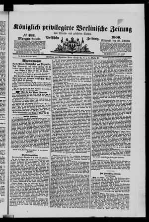 Königlich privilegirte Berlinische Zeitung von Staats- und gelehrten Sachen vom 20.10.1909
