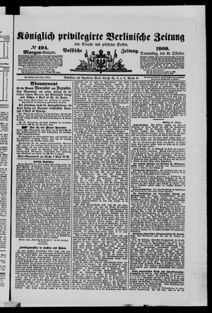 Königlich privilegirte Berlinische Zeitung von Staats- und gelehrten Sachen vom 21.10.1909