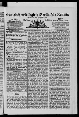Königlich privilegirte Berlinische Zeitung von Staats- und gelehrten Sachen vom 27.10.1909
