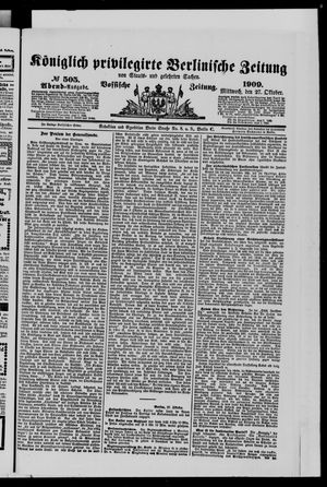 Königlich privilegirte Berlinische Zeitung von Staats- und gelehrten Sachen vom 27.10.1909