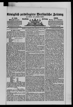 Königlich privilegirte Berlinische Zeitung von Staats- und gelehrten Sachen vom 01.11.1909
